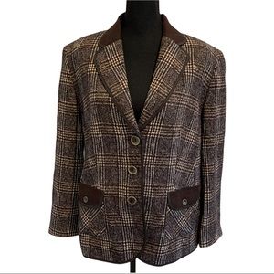 Vintage Gerry Weber Wool Women's Plaid Blazer Size 14